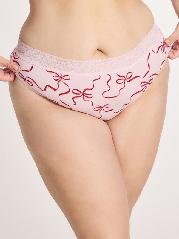 Cotton Essentials Lace-Trim Thong Panty