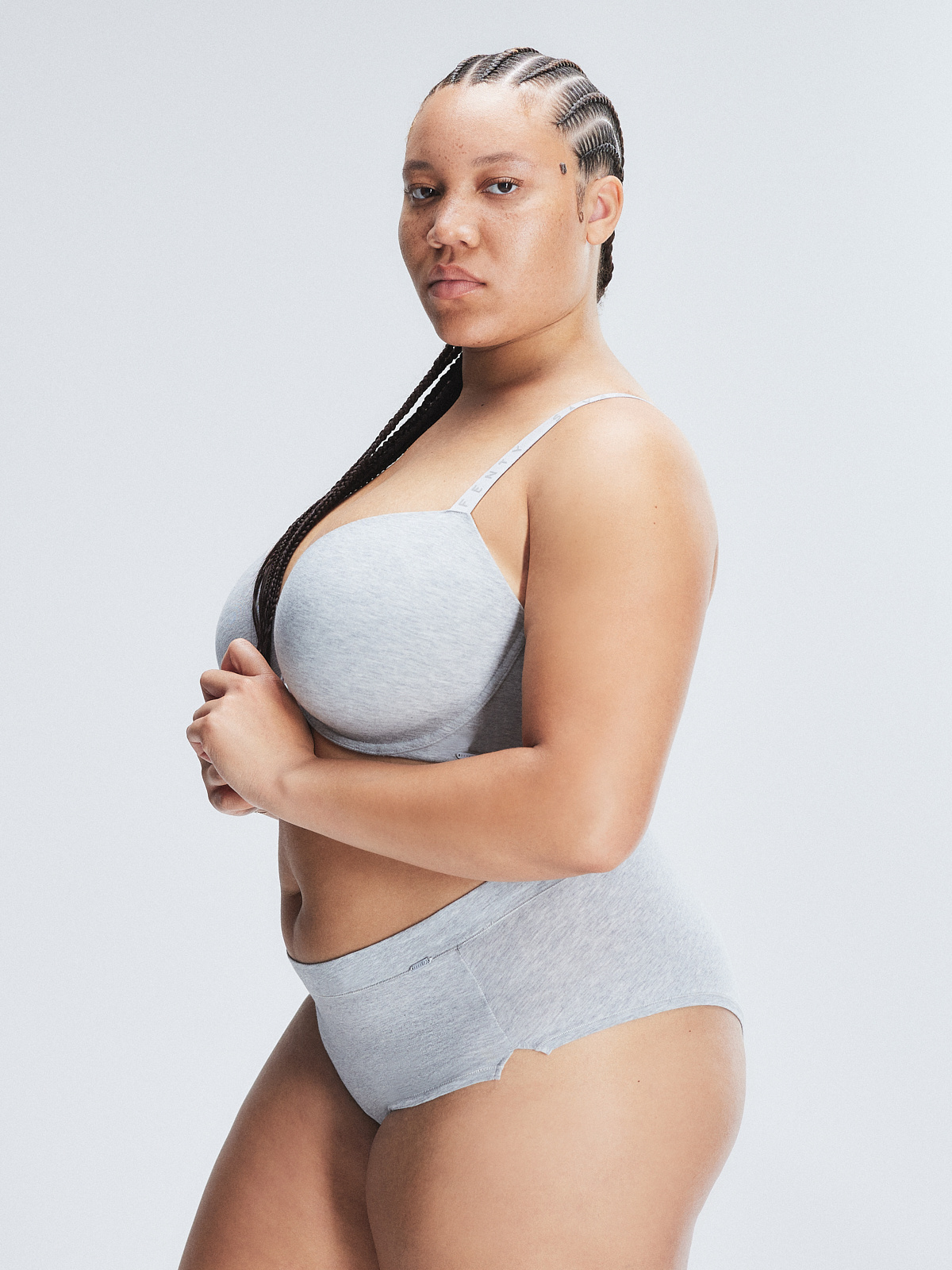 Cotton Essentials Shortie Panty in Grey & Silver | SAVAGE X FENTY