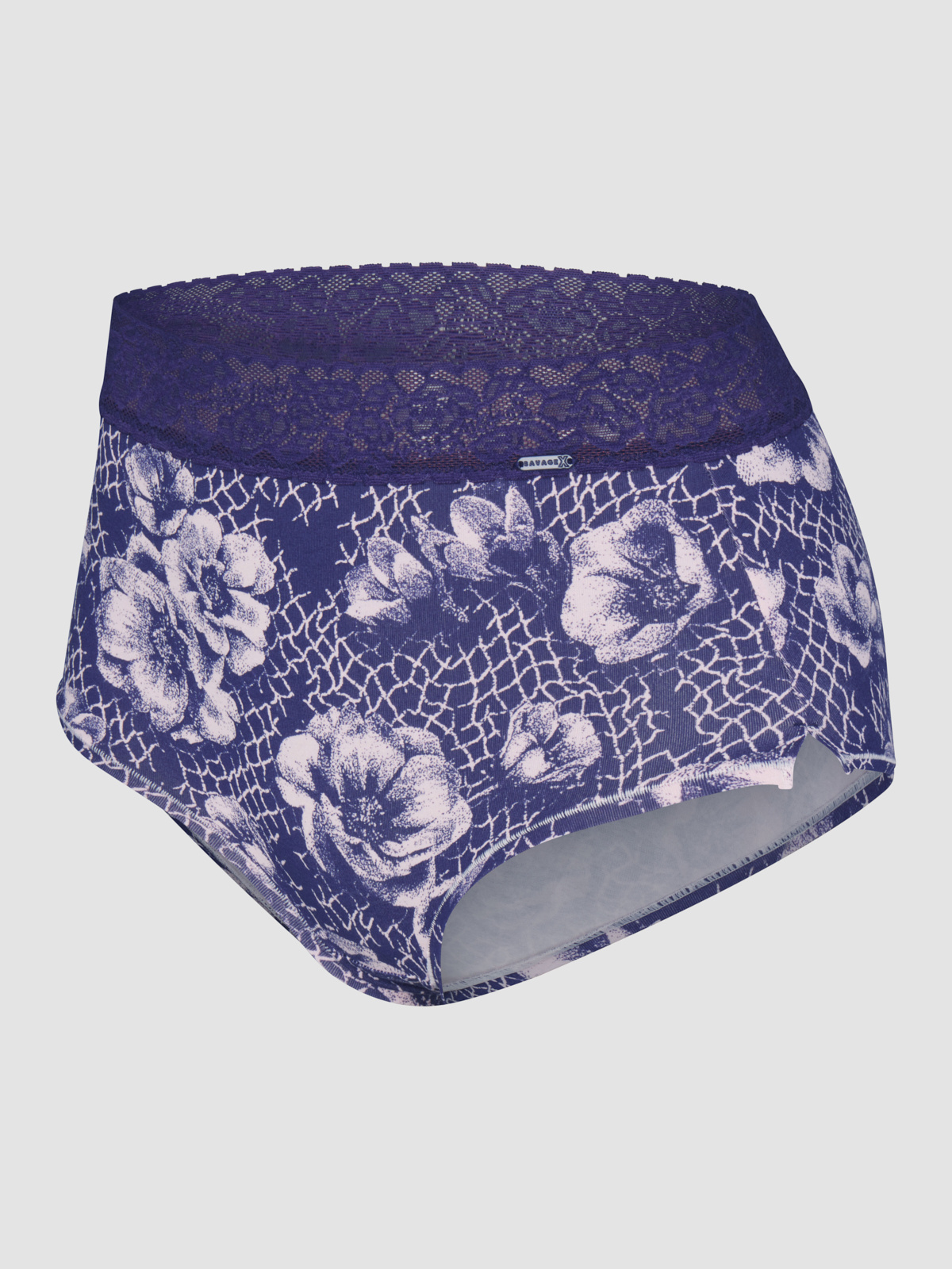 Cotton Essentials Lace-Trim Shortie Panty in Blue & Multi | SAVAGE X FENTY