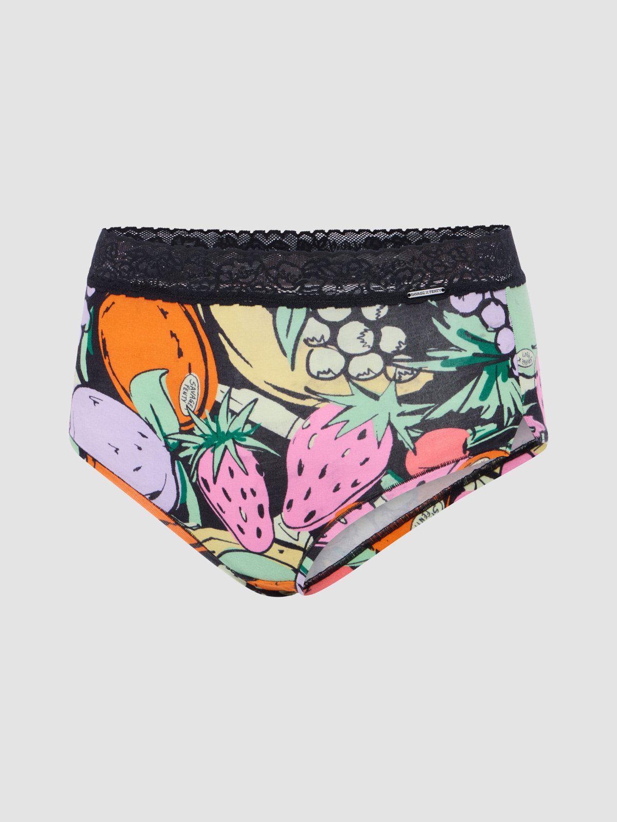 Cotton Essentials Lace-Trim Shortie Panty in Black & Multi | SAVAGE X FENTY