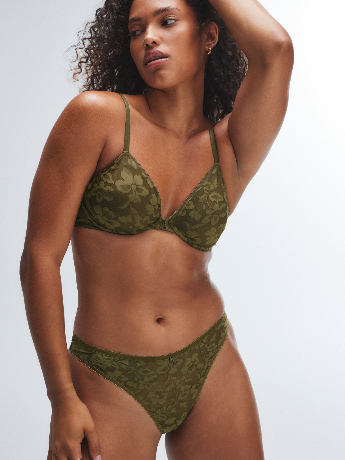 Lavish Lace Brazilian Panty in Green | SAVAGE X FENTY