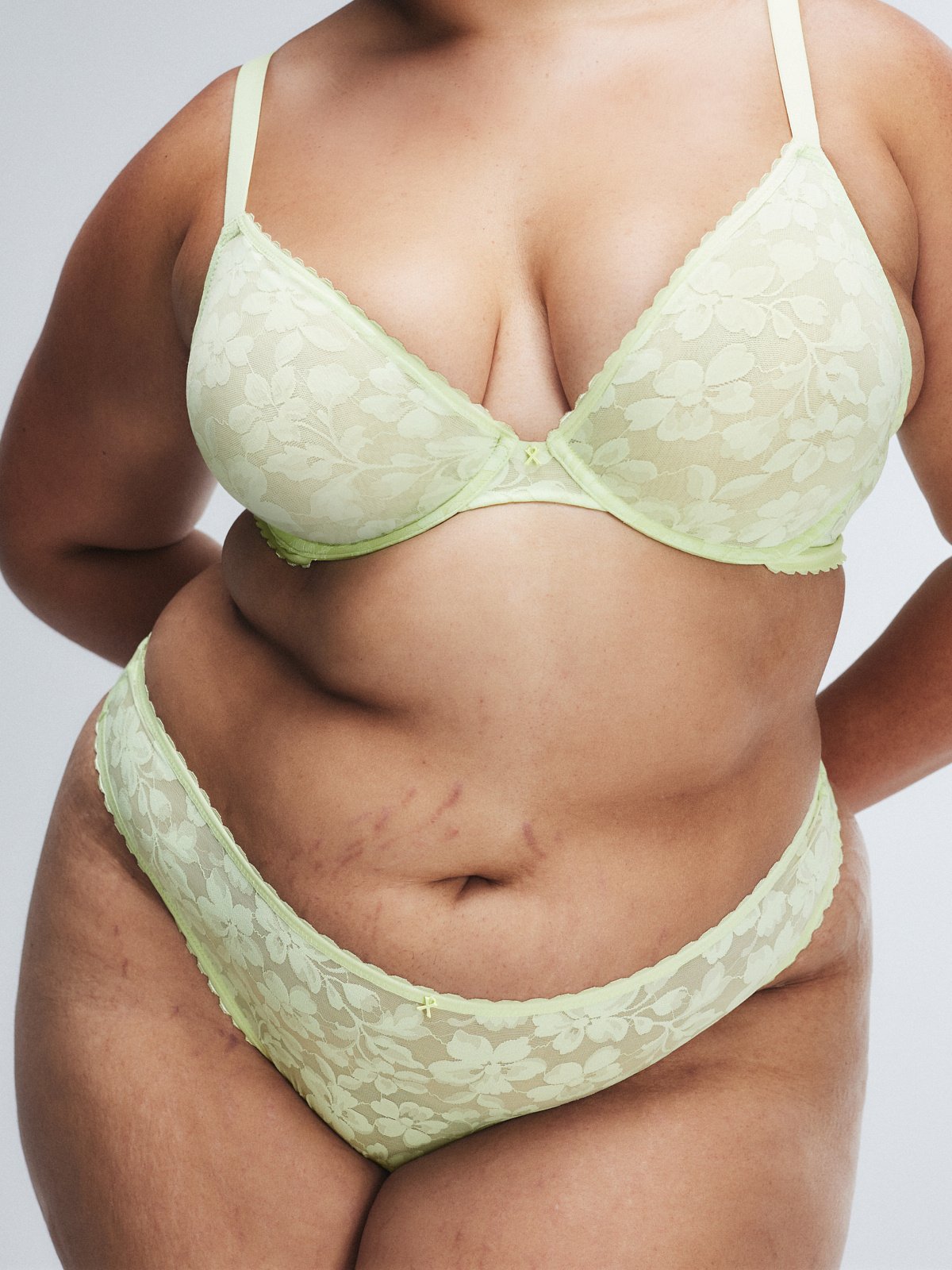 Lavish Lace Thong Panty in Green & Yellow | SAVAGE X FENTY