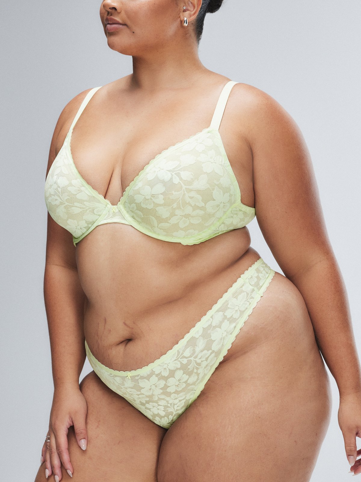 Lavish Lace Thong Panty in Green & Yellow | SAVAGE X FENTY