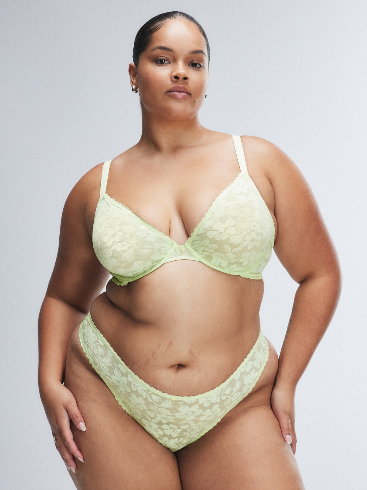 Lavish Lace Thong Panty in Green & Yellow | SAVAGE X FENTY