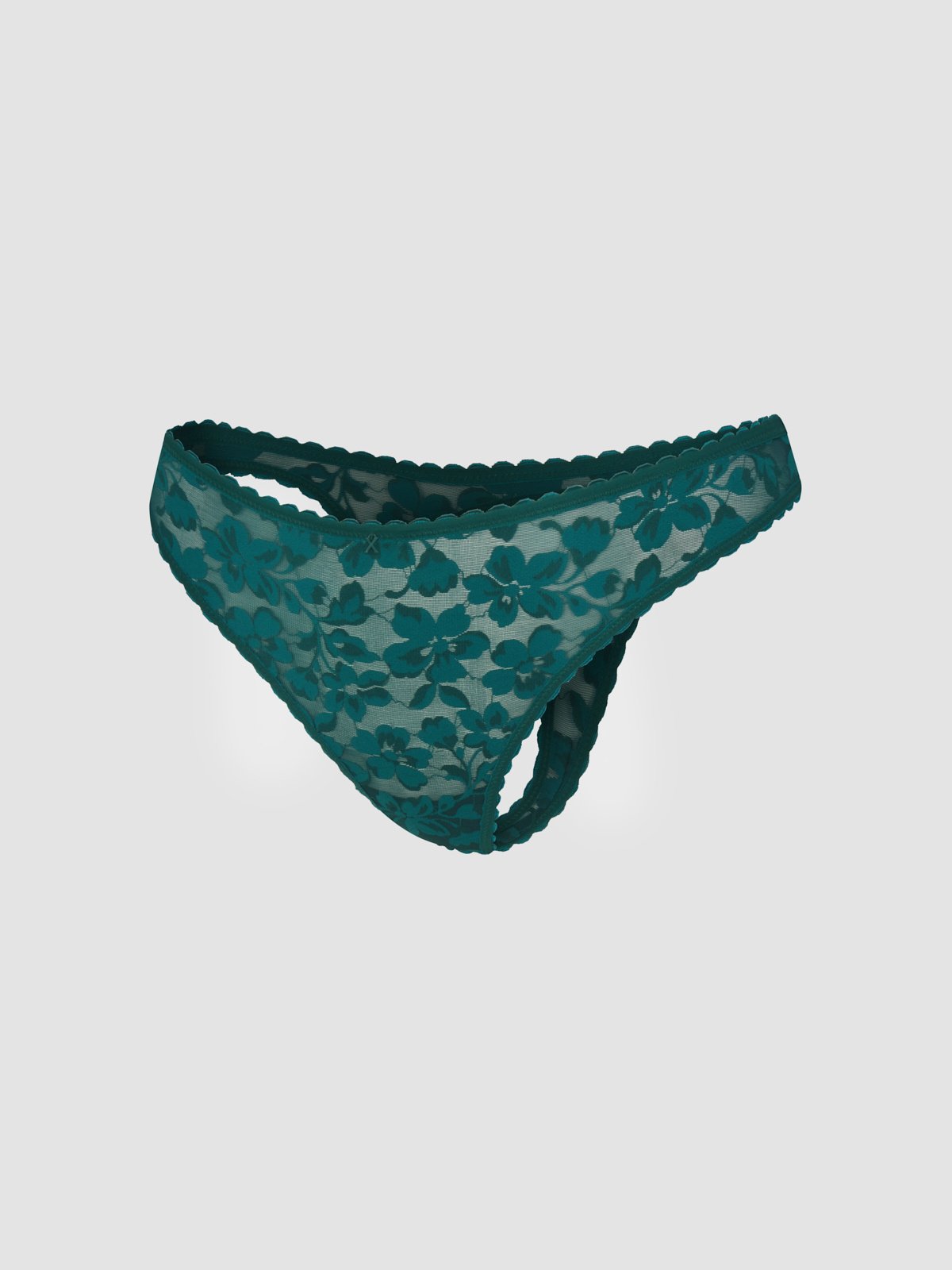 Lavish Lace Thong Panty in Green | SAVAGE X FENTY