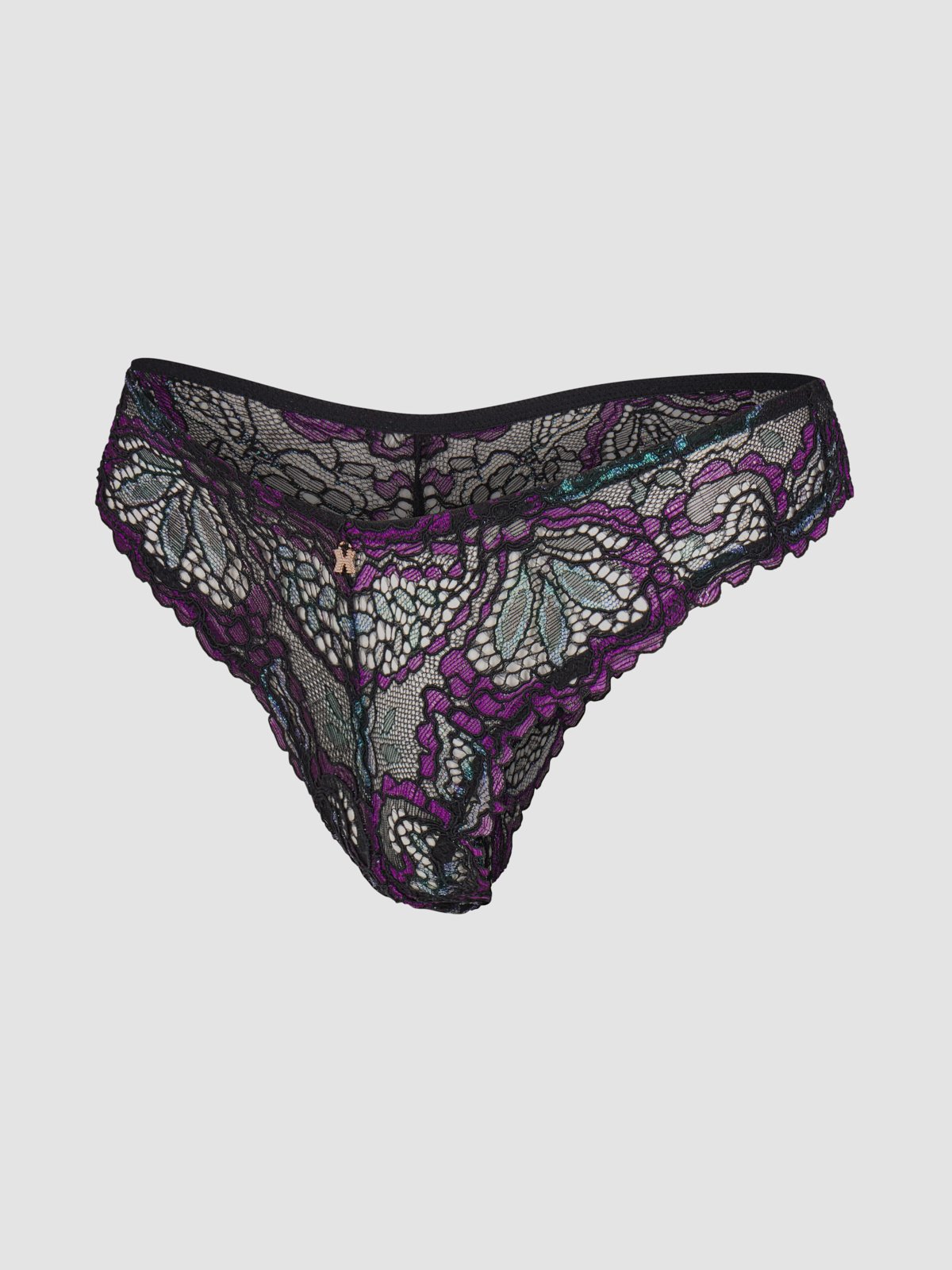 Romantic Corded Lace Metallic Brazilian Panty