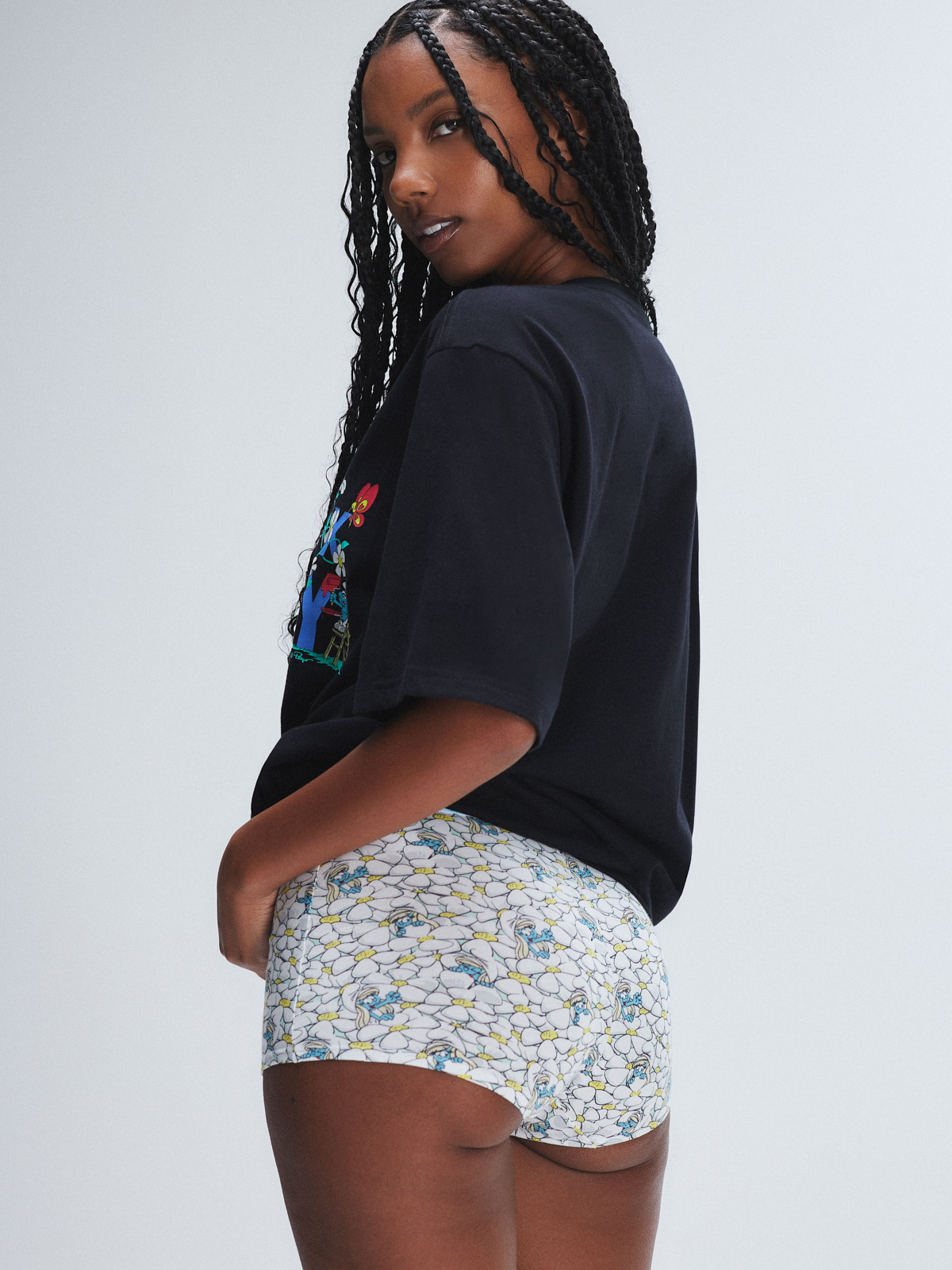 Savage X Smurfs Boy Short Panty in Multi & White | SAVAGE X FENTY