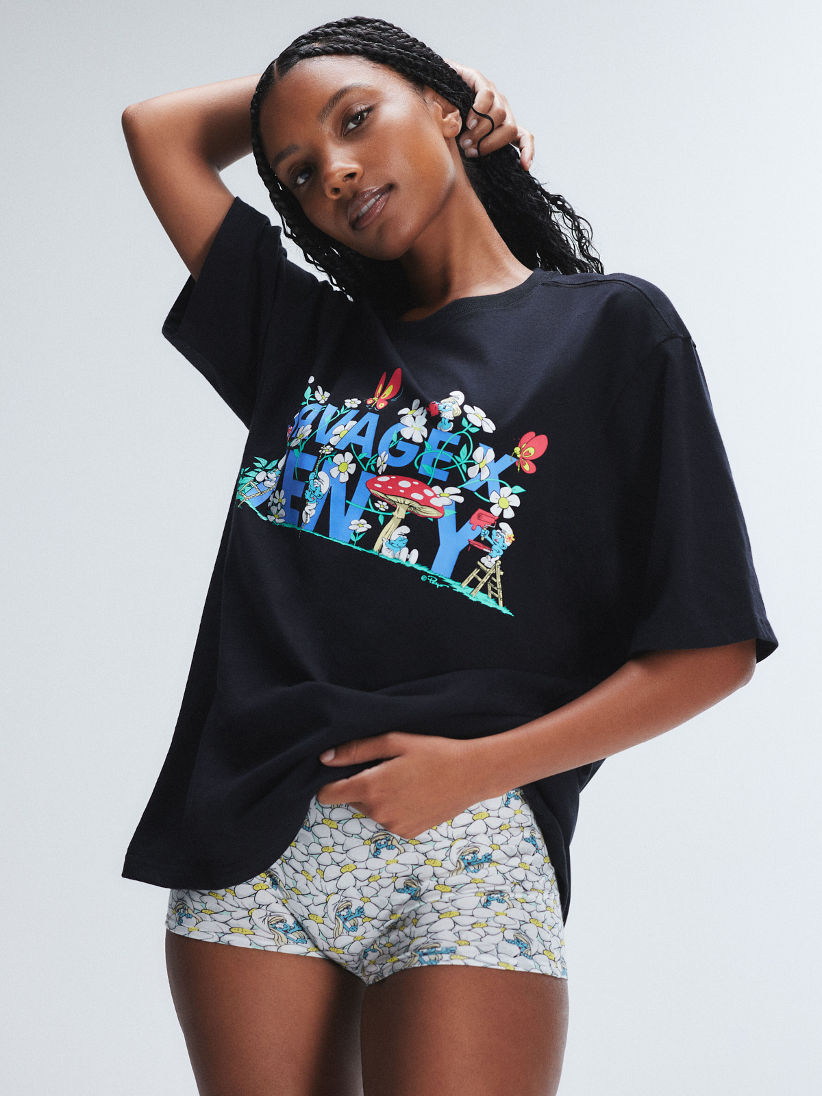 Savage X Smurfs Boy Short Panty in Multi & White | SAVAGE X FENTY