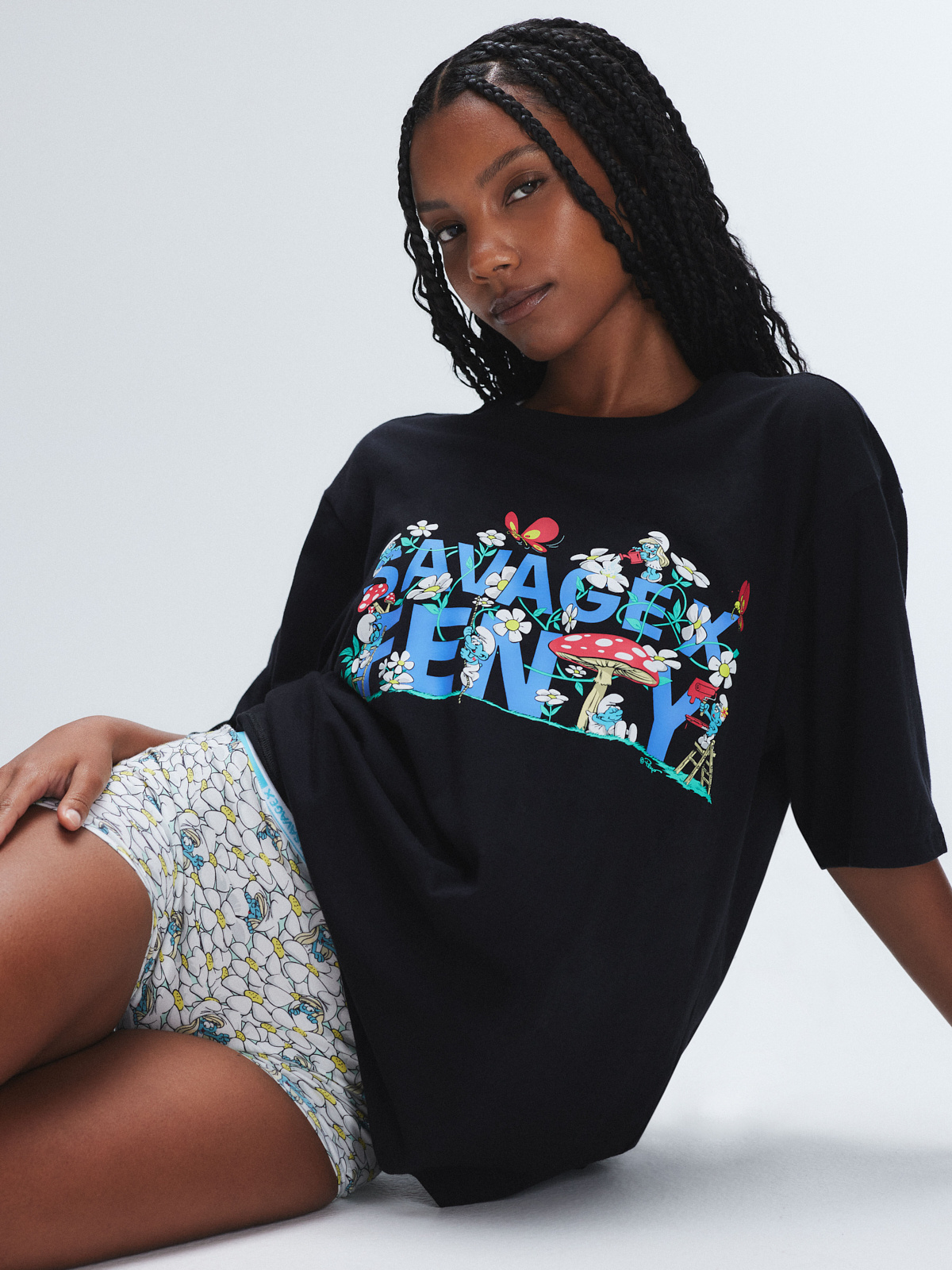 Savage X Smurfs Boy Short Panty in Multi & White | SAVAGE X FENTY