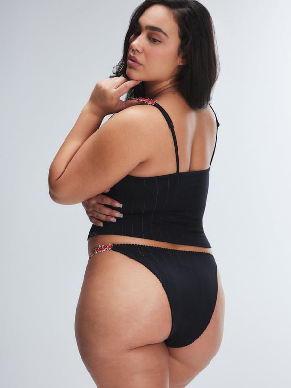 Sleek Stitch Modal Rosette-Trim String Bikini Panty
