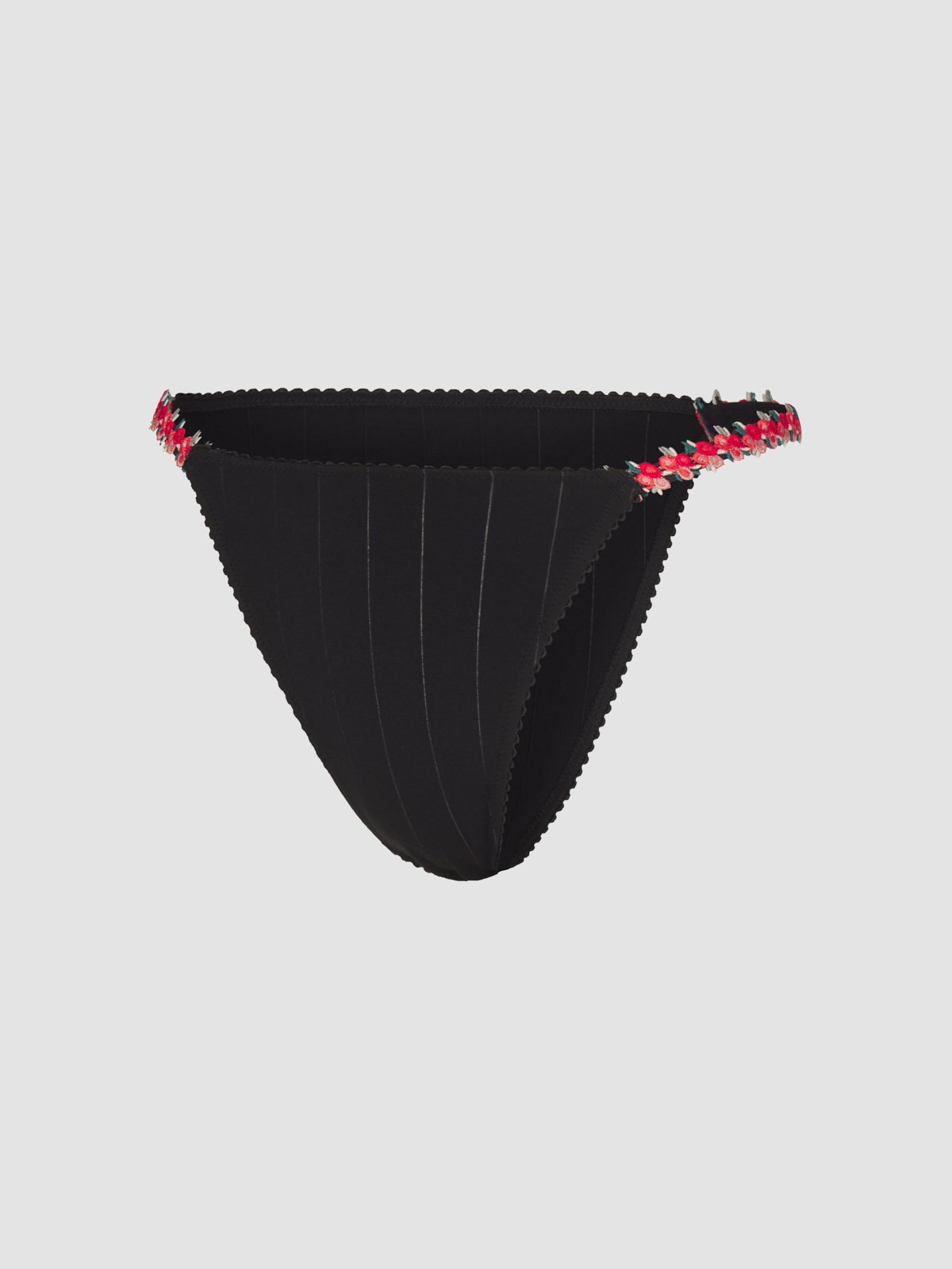 Sleek Stitch Rosette-Trim String Bikini Panty in Black & Multi | SAVAGE X FENTY
