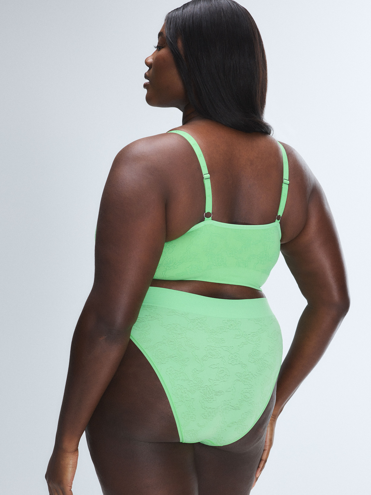 Seamless Floral High-Waist Bikini Panty in Green | SAVAGE X FENTY