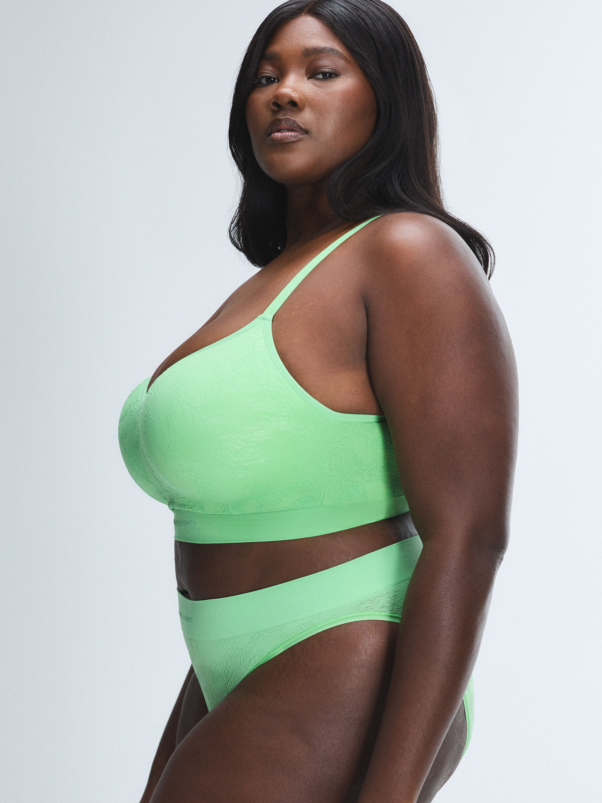 Seamless Floral High-Waist Bikini Panty in Green | SAVAGE X FENTY