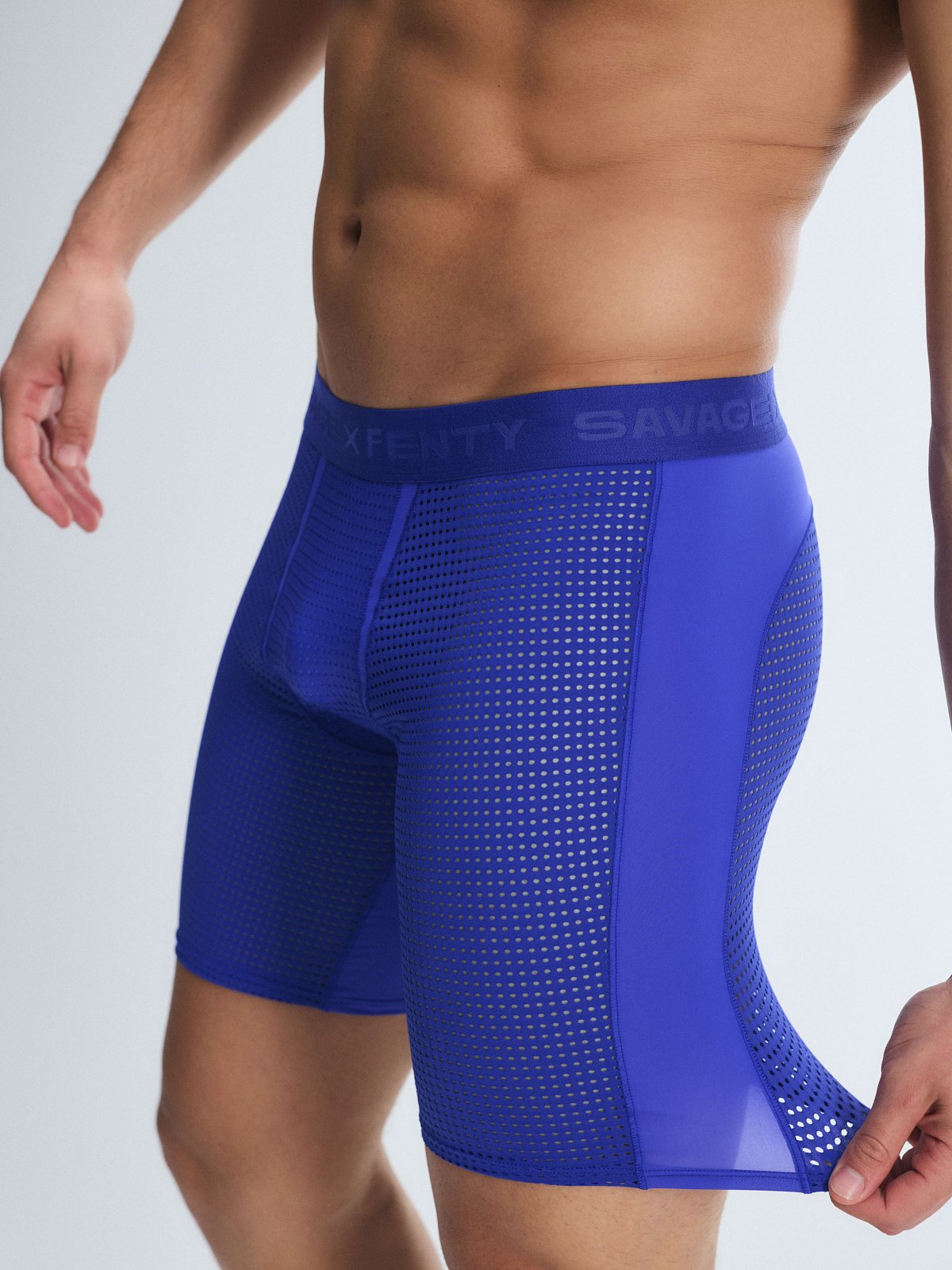 Shadow Fit Mesh Long Boxer Briefs in Blue | SAVAGE X FENTY