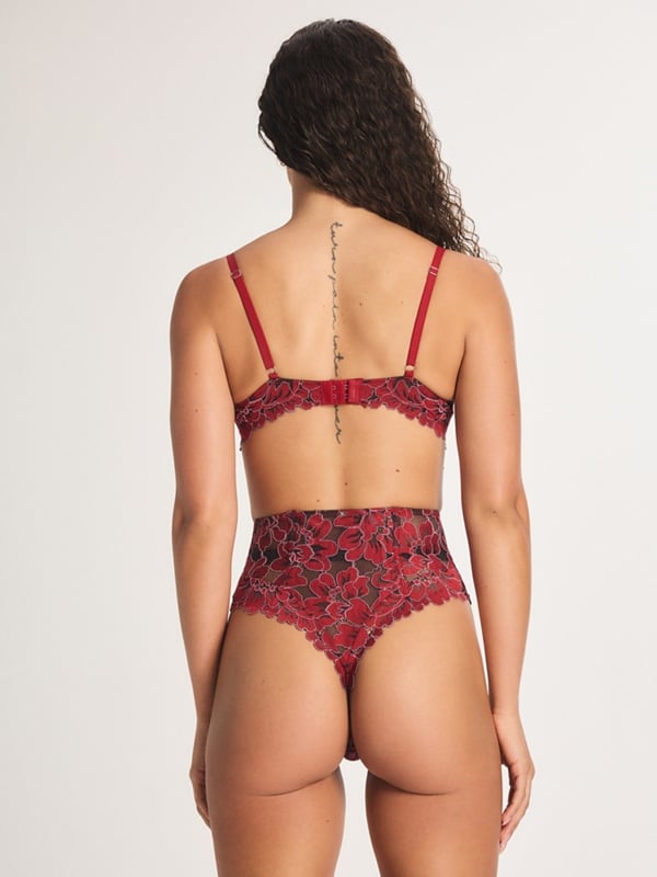 Floral Corded Lace High-Waist Thong Panty