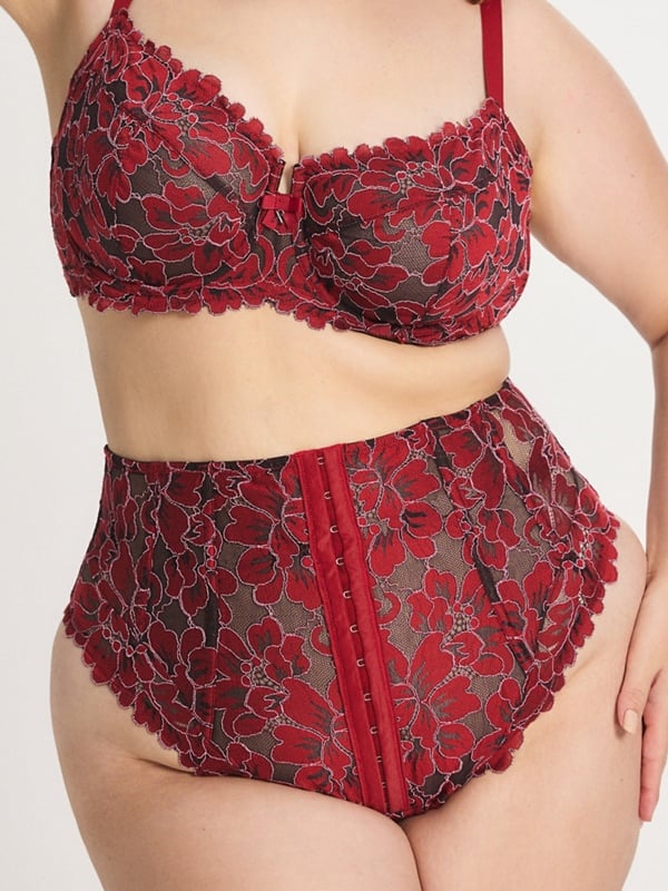 Floral Corded Lace High-Waist Thong Panty