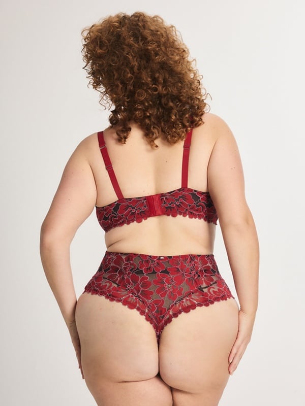 Floral Corded Lace High-Waist Thong Panty