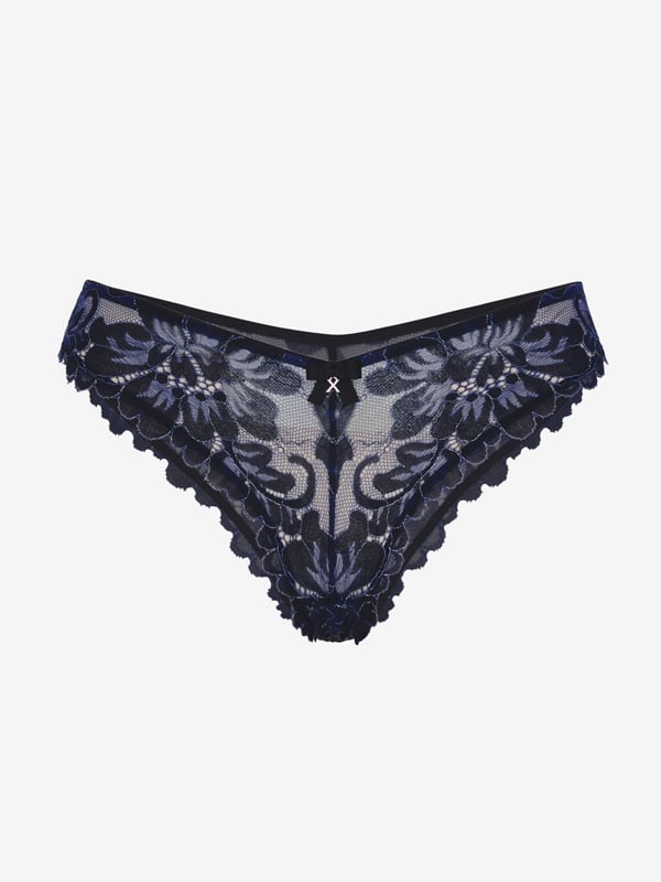 Floral Corded Lace Shimmer Brazilian Panty