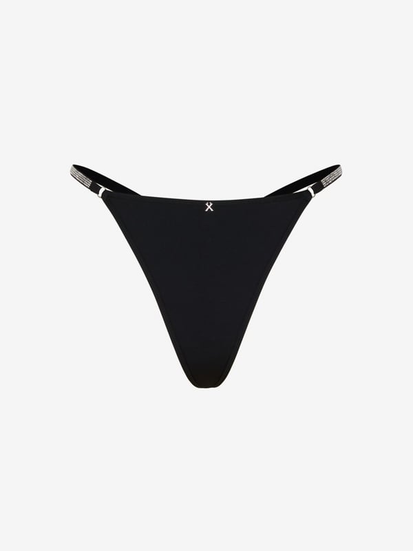 Midnight Microfiber Rhinestone G-String Panty