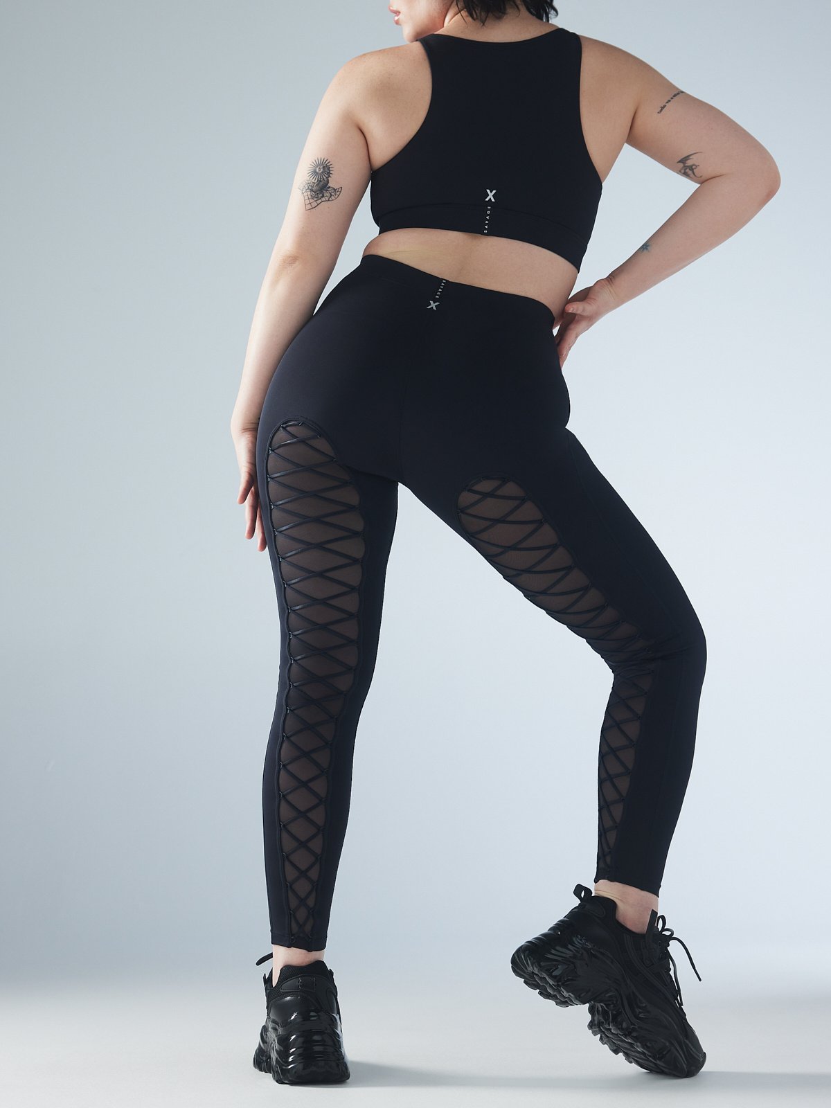 Lace Up High-Waist Legging in Black