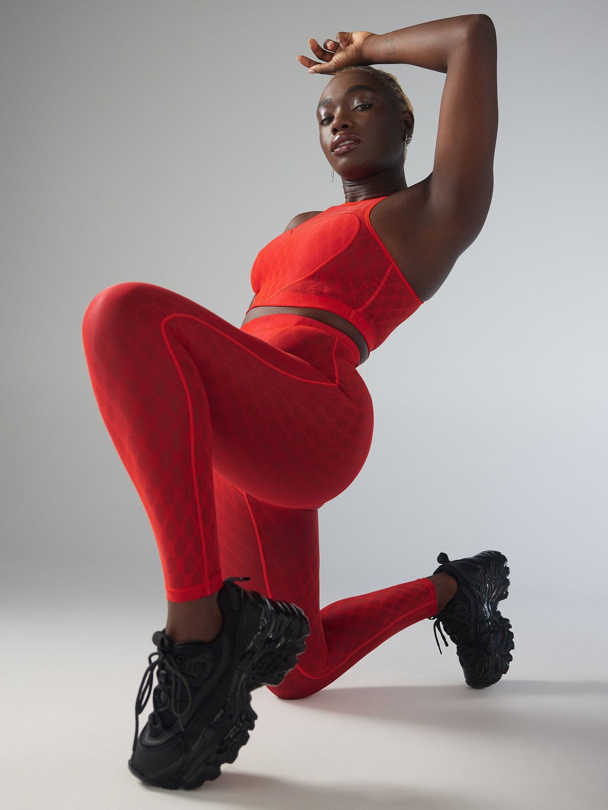 Savage X Women's Peak Performance High-Waist Mesh Legging, Red