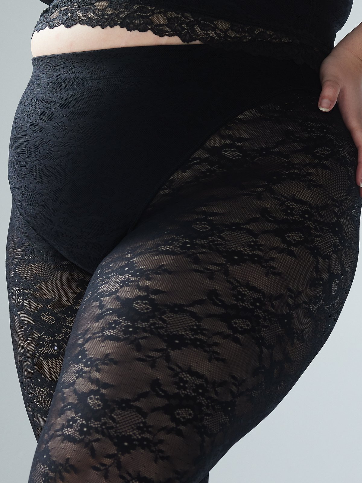 Sexy black lace front leggings