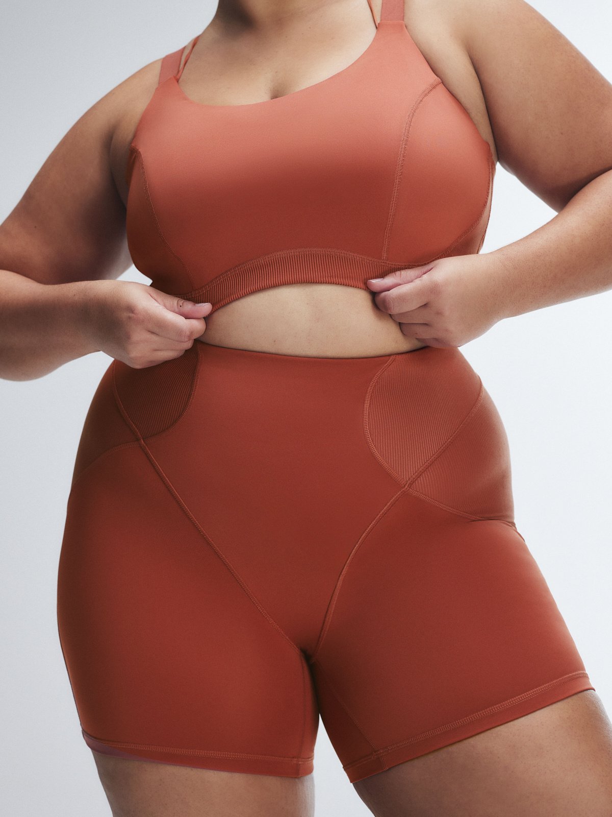 Curve Alert High-Waist Rib Short in Orange & Red | SAVAGE X FENTY