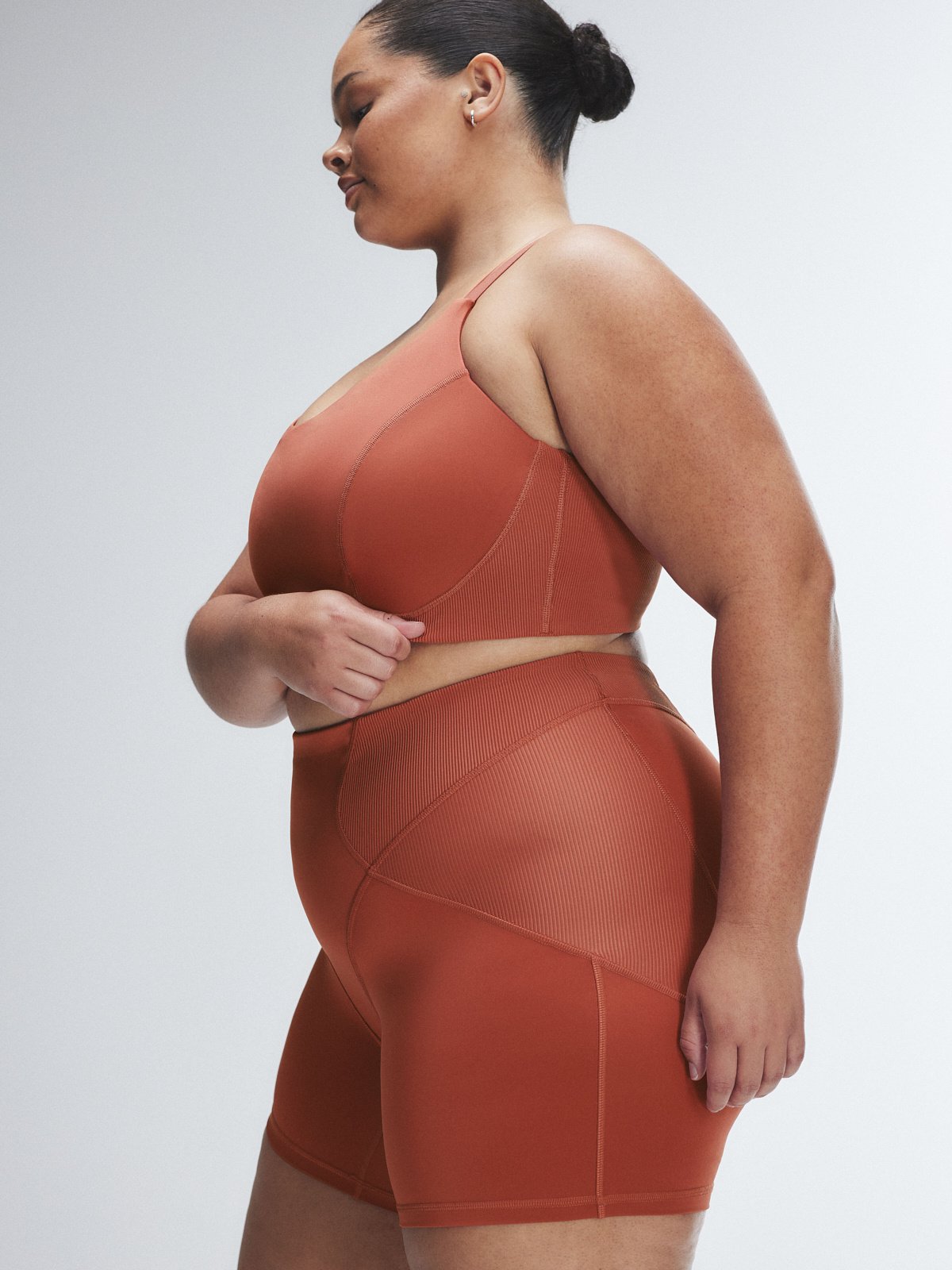 Curve Alert High-Waist Rib Short in Orange & Red | SAVAGE X FENTY