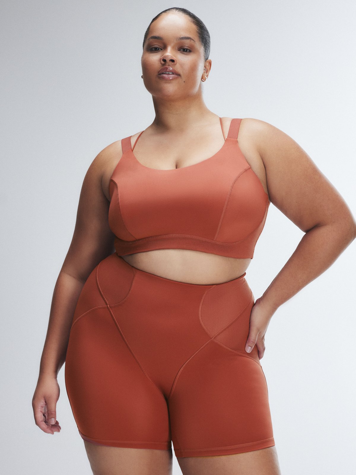 Curve Alert High-Waist Rib Short in Orange & Red | SAVAGE X FENTY
