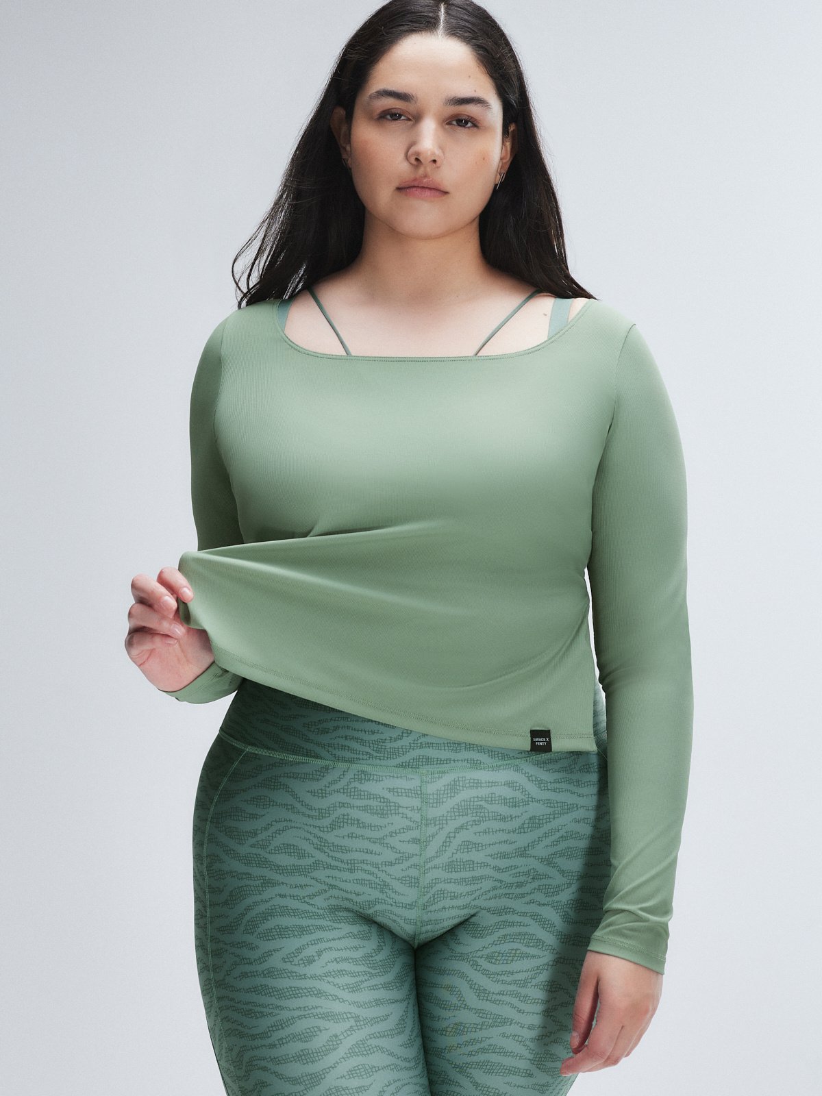 Light Layer Twist Back Top in Green | SAVAGE X FENTY